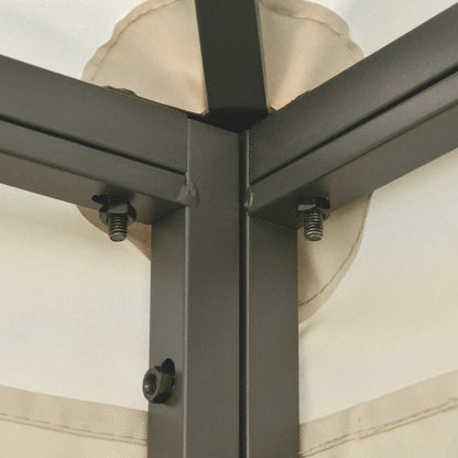 12' x 10' Outdoor Gazebo, Double Tier Roof, Removable Mesh, Beige Gazebos at Gallery Canada