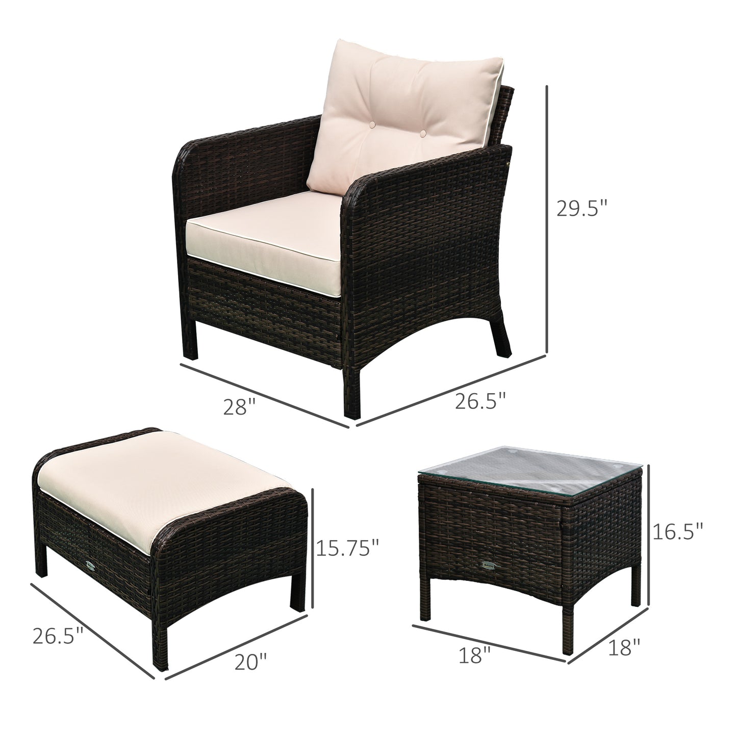 5pcs Outdoor Patio Furniture Set Wicker Conversation Set Footrest Coffee Table Patio Furniture Sets at Gallery Canada