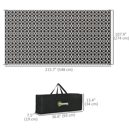 Reversible Outdoor Rug, Waterproof, 9' x 18', Clover, Black and White Outdoor Reversible Rugs at Gallery Canada