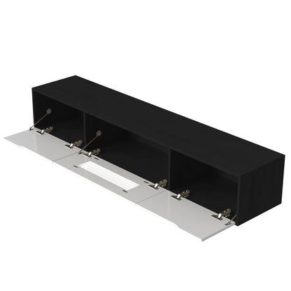 TV Stand With LED Lighting, Mounting Options, 71" L x 12" W x 12" H, Black+White TV Stands at Gallery Canada
