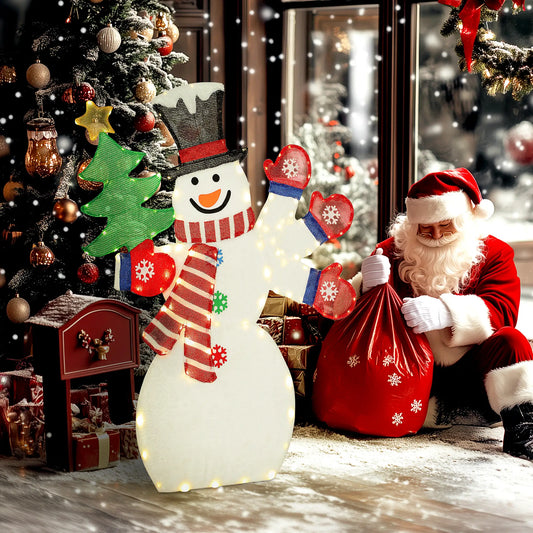 4FT Lighted Snowman, 148 LEDs, IP44 Waterproof, Outdoor Yard Decor