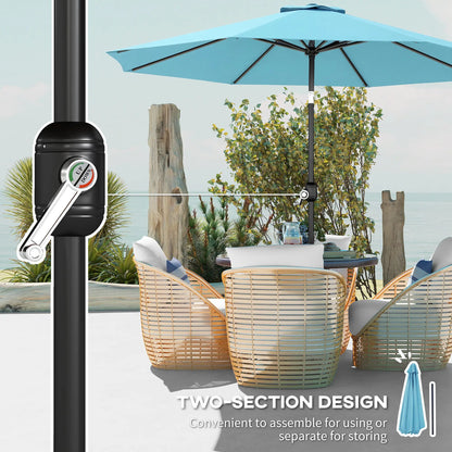 10' x 8' Round Market Umbrella, Crank Handle, Tilt, Sky Blue Sun Umbrellas at Gallery Canada