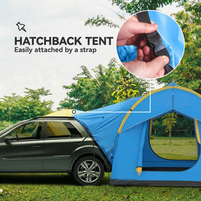 3000mm Waterproof SUV Tent, Car Tent with 3 Doors and Mesh Window, for 5-6 Person Camping Travel, Blue and Orange Camping Tents at Gallery Canada