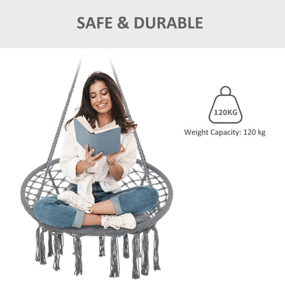 Hanging Rope Hammock Swing, Indoor Outdoor, Cotton-Polyester, Dark Grey Hammock Swings at Gallery Canada