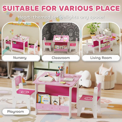Kids Table Chair Set with Bookshelves, 3 Pieces, Pink Kids Table Sets at Gallery Canada