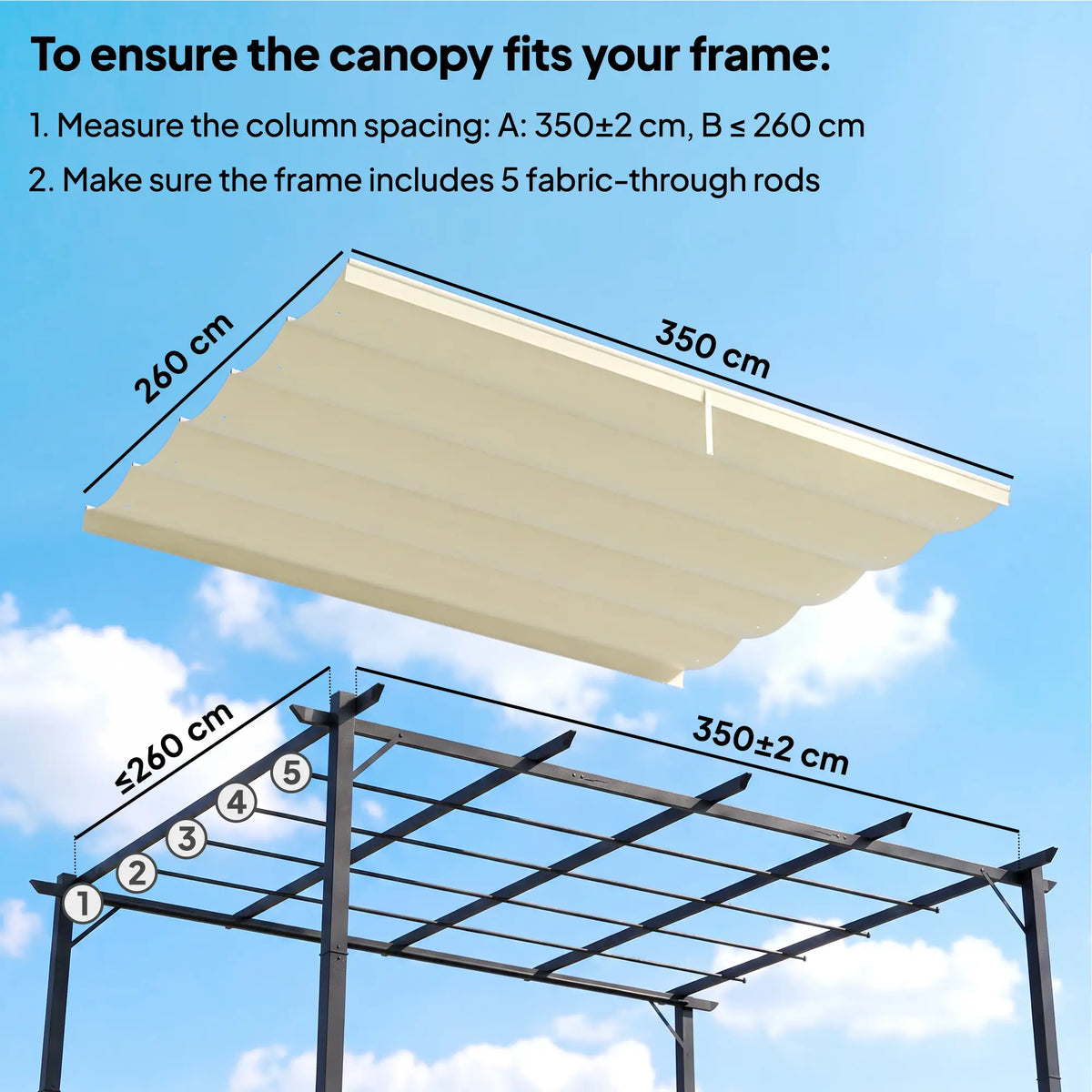8.5' X 11.5' Retractable Pergola Canopy Replacement, Cream Gazebo Canopy Replacement at Gallery Canada