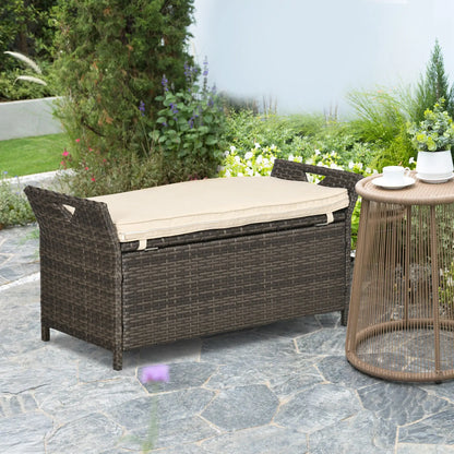 2-In-1 Outdoor PE Rattan Storage Bench, 29 Gallon, Cream Patio Storage Boxes at Gallery Canada