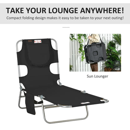 Folding Outdoor Lounge Chair, 5-Level Tanning Chair, Black Lounger Chairs at Gallery Canada