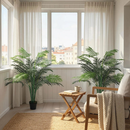 4FT Artificial Palm Tree Set Of 2, Faux Tropical Plant In Pot, Green Artificial Trees at Gallery Canada