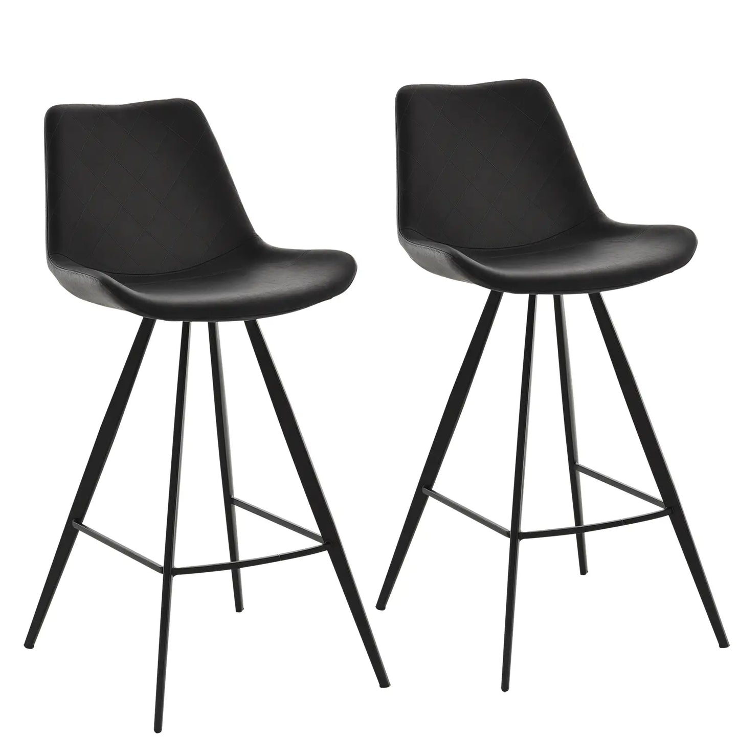 Set of 2 Microfiber Bar Stools, Kitchen Stools with Padded Seat, Black Bar Stools Black at Gallery Canada