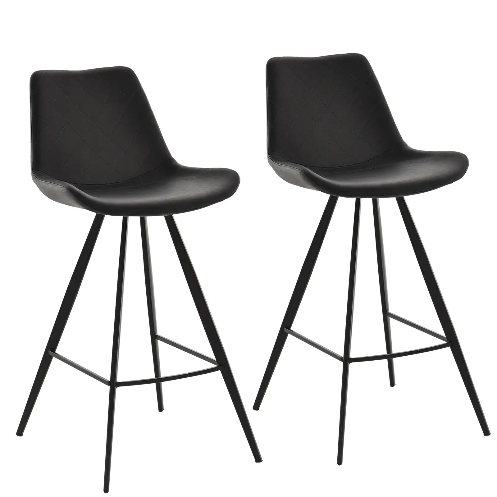 Set of 2 Microfiber Bar Stools, Kitchen Stools with Padded Seat, Black Bar Stools Black at Gallery Canada