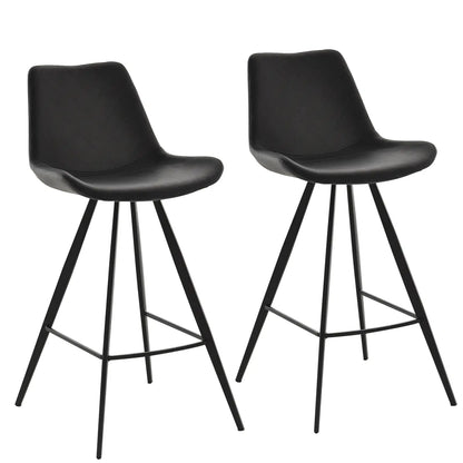 Set of 2 Microfiber Bar Stools, Kitchen Stools with Padded Seat, Black Bar Stools Black at Gallery Canada