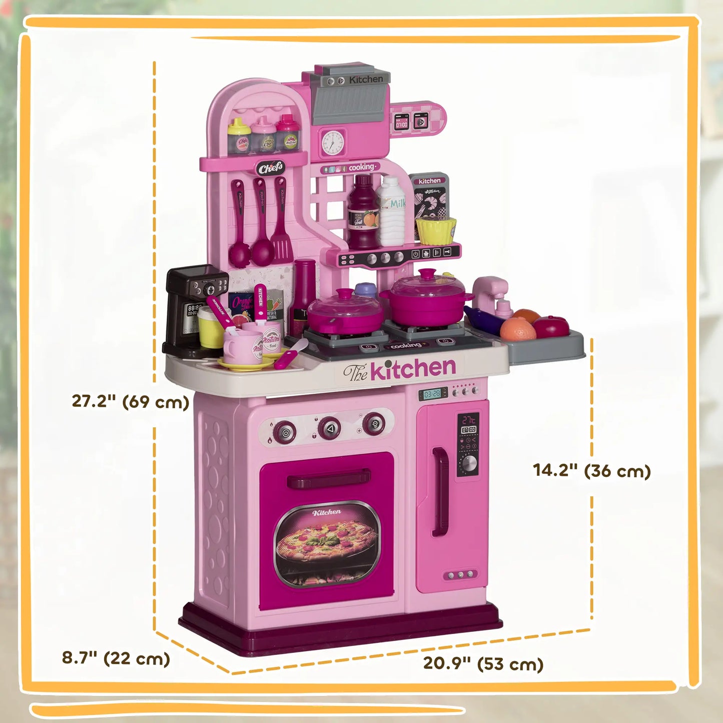 Cuisine de jeu pour enfants avec 33 accessoires, lumières et sons, 3-6 ans