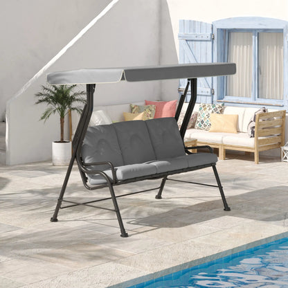3-Person Patio Swing Chair with Canopy, Light Grey Porch Swings with Canopy at Gallery Canada