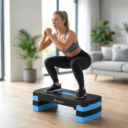 Aerobic Exercise Step Platform, 4"/6"/8" Adjustable Aerobic Stepper with Risers, Workout Stepper for Home Gym, Blue Aerobic Equipment at Gallery Canada