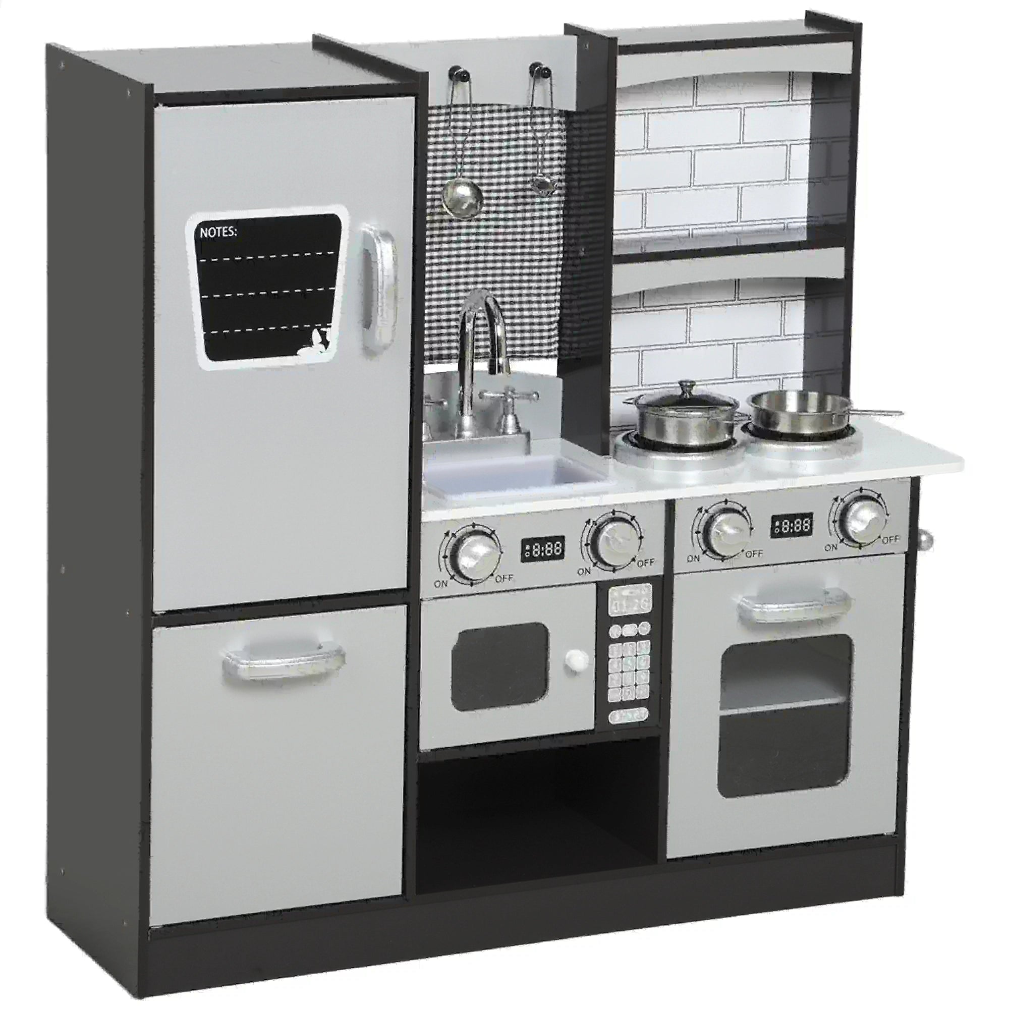 Kids Play Kitchen, Pretend Playset with Sound, Ages 3-8, Dark Brown Play Kitchen Dark Brown, White, Silver Tone at Gallery Canada