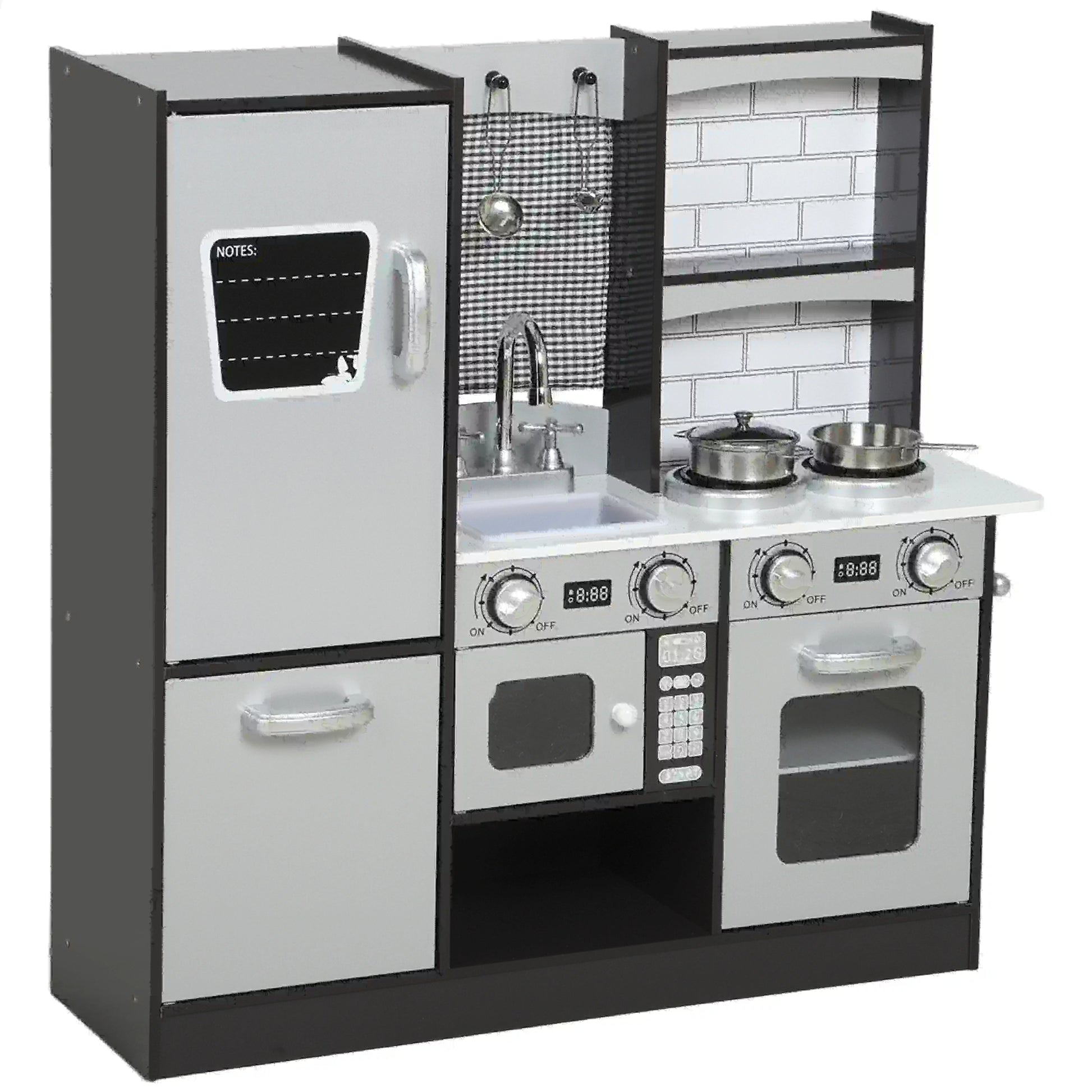 Kids Play Kitchen, Pretend Playset with Sound, Ages 3-8, Dark Brown Play Kitchen Dark Brown, White, Silver Tone at Gallery Canada