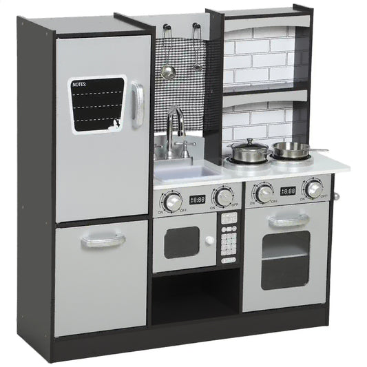 Kids Play Kitchen, Pretend Playset with Sound, Ages 3-8, Dark Brown Play Kitchen Dark Brown, White, Silver Tone at Gallery Canada