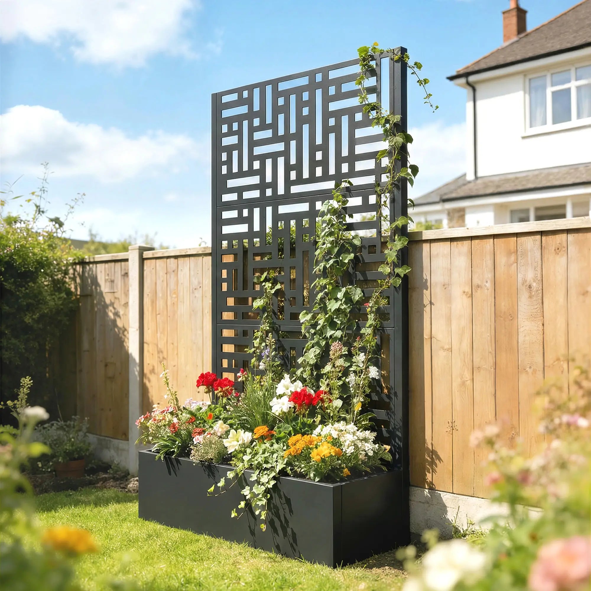 Galvanised Raised Garden Bed With Trellis, 71