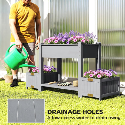 Wooden Raised Garden Bed, 2 Foldable Side Pots, Storage Shelf, Drainage Holes Elevated Garden Beds at Gallery Canada