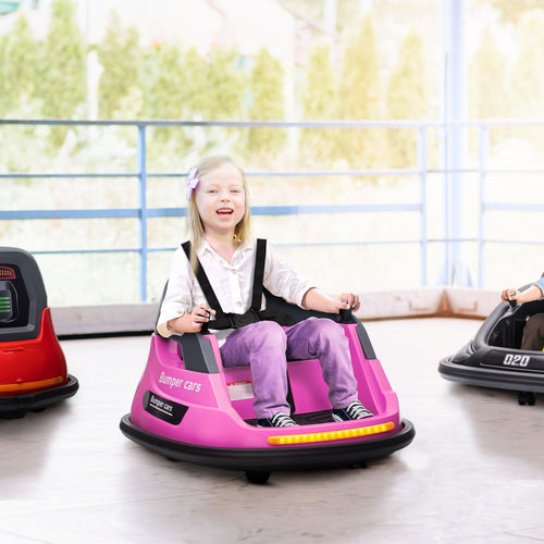 Bumper Car 12V 360° Rotation Electric Car for Kids, with Remote, Safety Belt, Lights, Music, for 1.5-5 Years Old, Pink