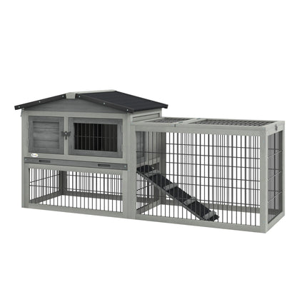 Wood Rabbit Hutch With Ramp, Openable Roof, Pull Out Tray, Light Grey Rabbit Hutch at Gallery Canada