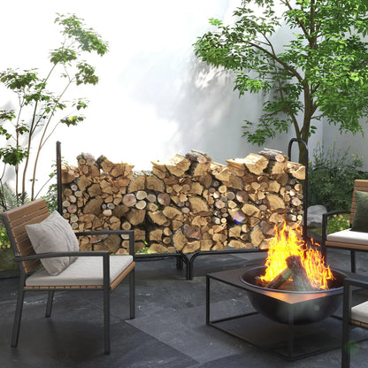 6ft Outdoor Firewood Rack with Cover, Adjustable Log Holder, Black Firewood Racks at Gallery Canada