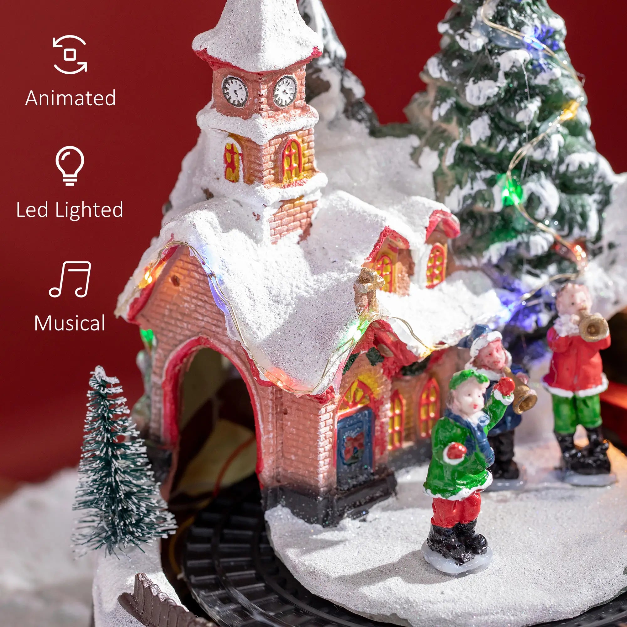 Desktop Christmas Village Houses, Rotating Train, Battery Operated, Multicolored Christmas Village Houses at Gallery Canada