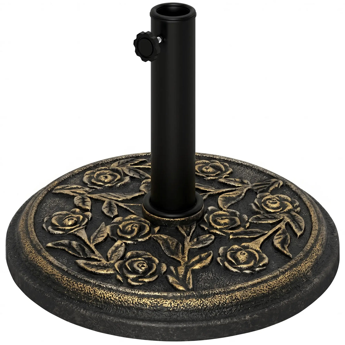 18” Round Patio Umbrella Base, Cast Stone Resin, Bronze Umbrella Bases Bronze at Gallery Canada
