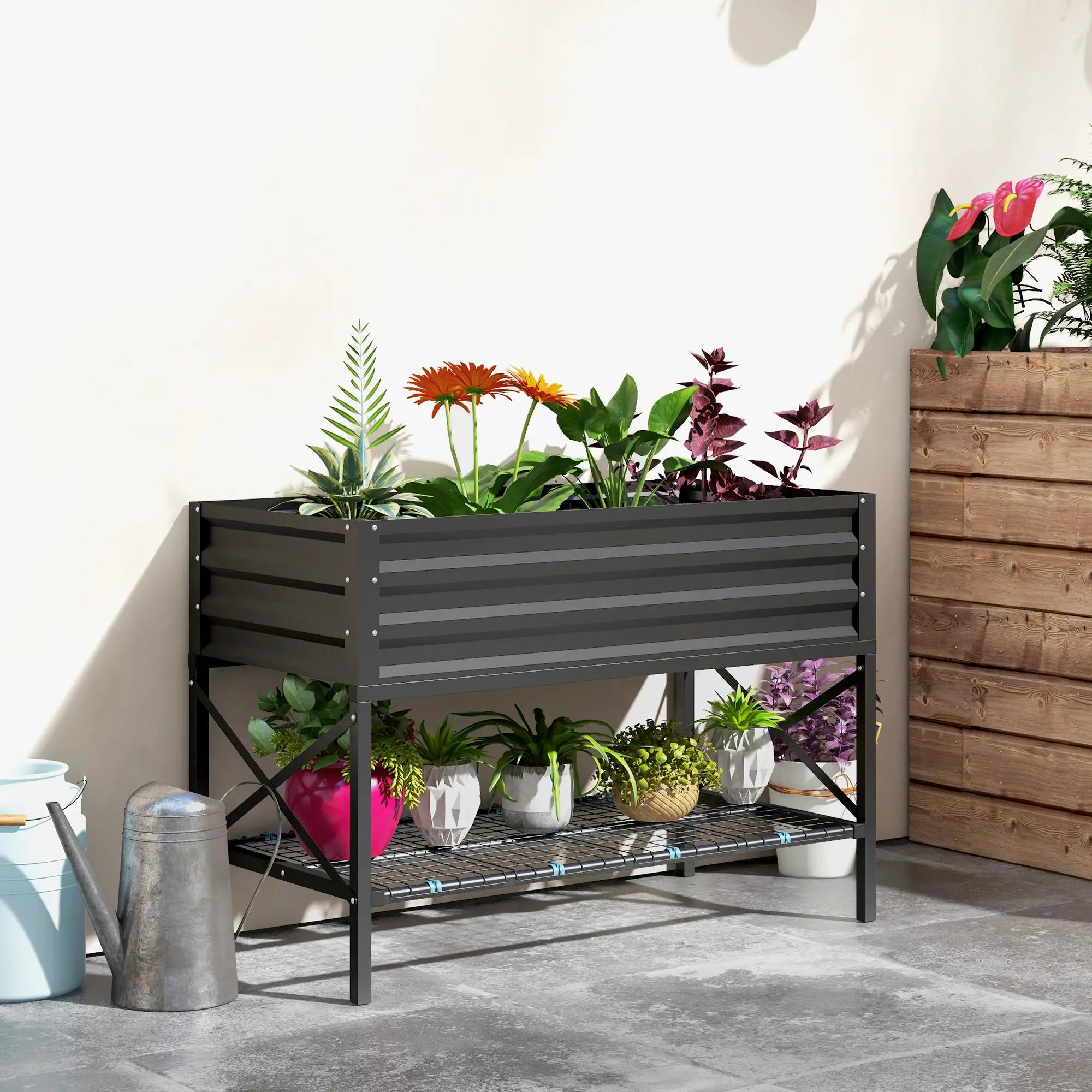 Galvanized Raised Garden Bed, Metal Planter Box, Black Elevated Garden Beds at Gallery Canada