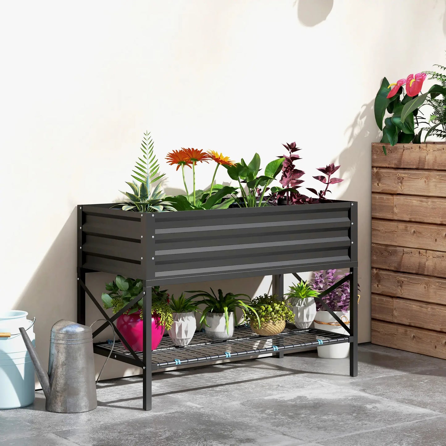 Galvanized Raised Garden Bed, Metal Planter Box, Black Elevated Garden Beds at Gallery Canada