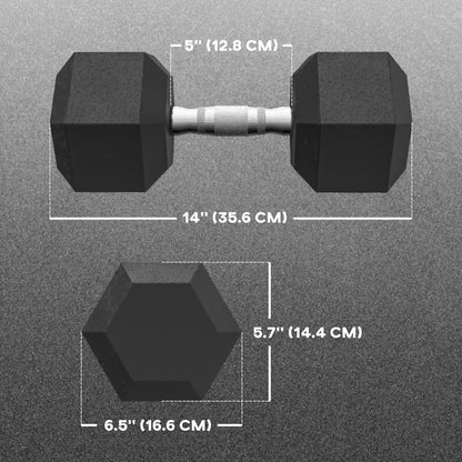 2 x 45lbs Rubber Hex Dumbbells, Fitness Training, Black Dumbbells & Barbells at Gallery Canada