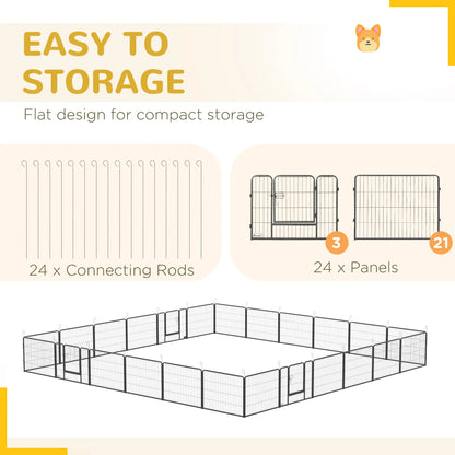 24 Panel 24" Height Dog Playpen, Small Medium Dogs, Grey Houses, Kennels & Pens at Gallery Canada