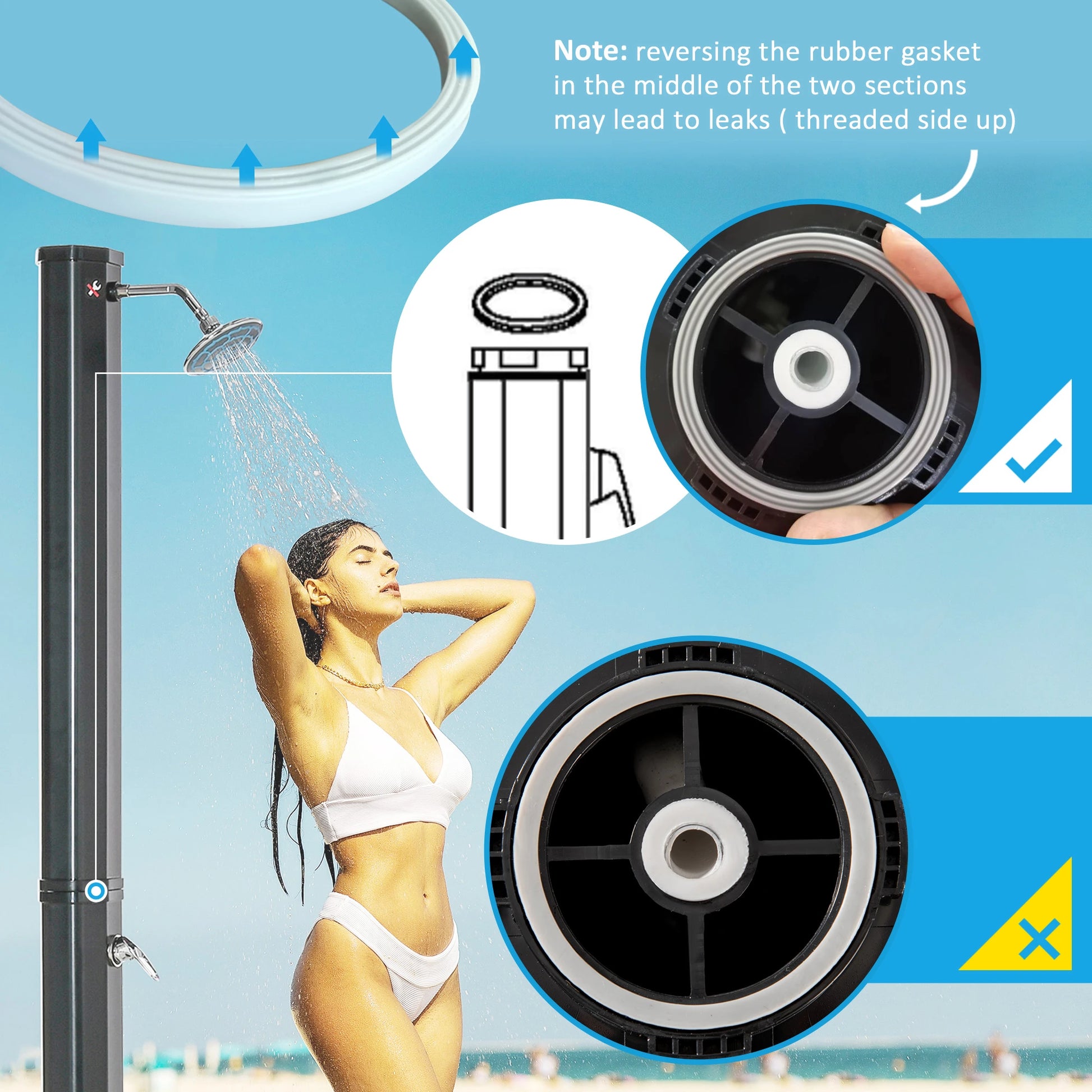 7ft Solar Heated Outdoor Shower, 360 Rotating Head, Adjustable Temperature Outdoor Swimming Pools & Hot Tubs at Gallery Canada