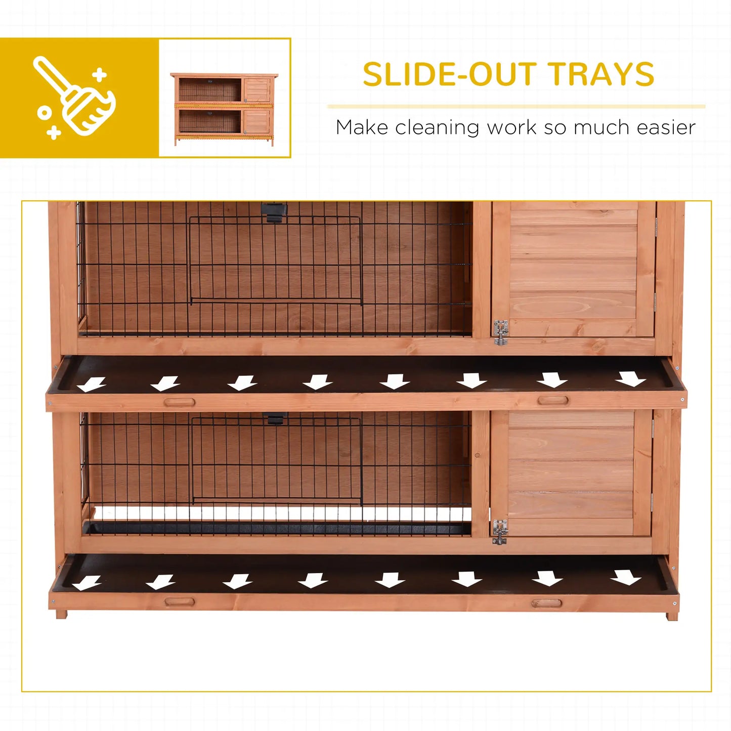 54"L 2-Story Rabbit Hutch, Wooden Pet House, Lockable Doors, No Leak Tray, Orange Rabbit Hutch at Gallery Canada