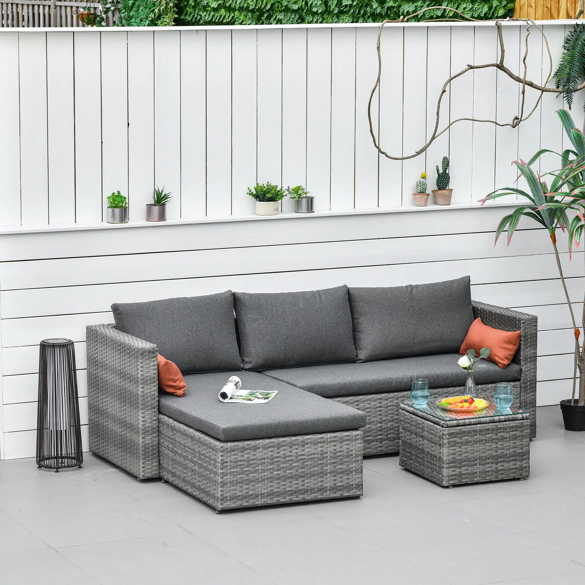 3-Piece Patio Furniture Set, Sectional Sofa, Wicker Chair, Grey Patio Furniture Sets at Gallery Canada