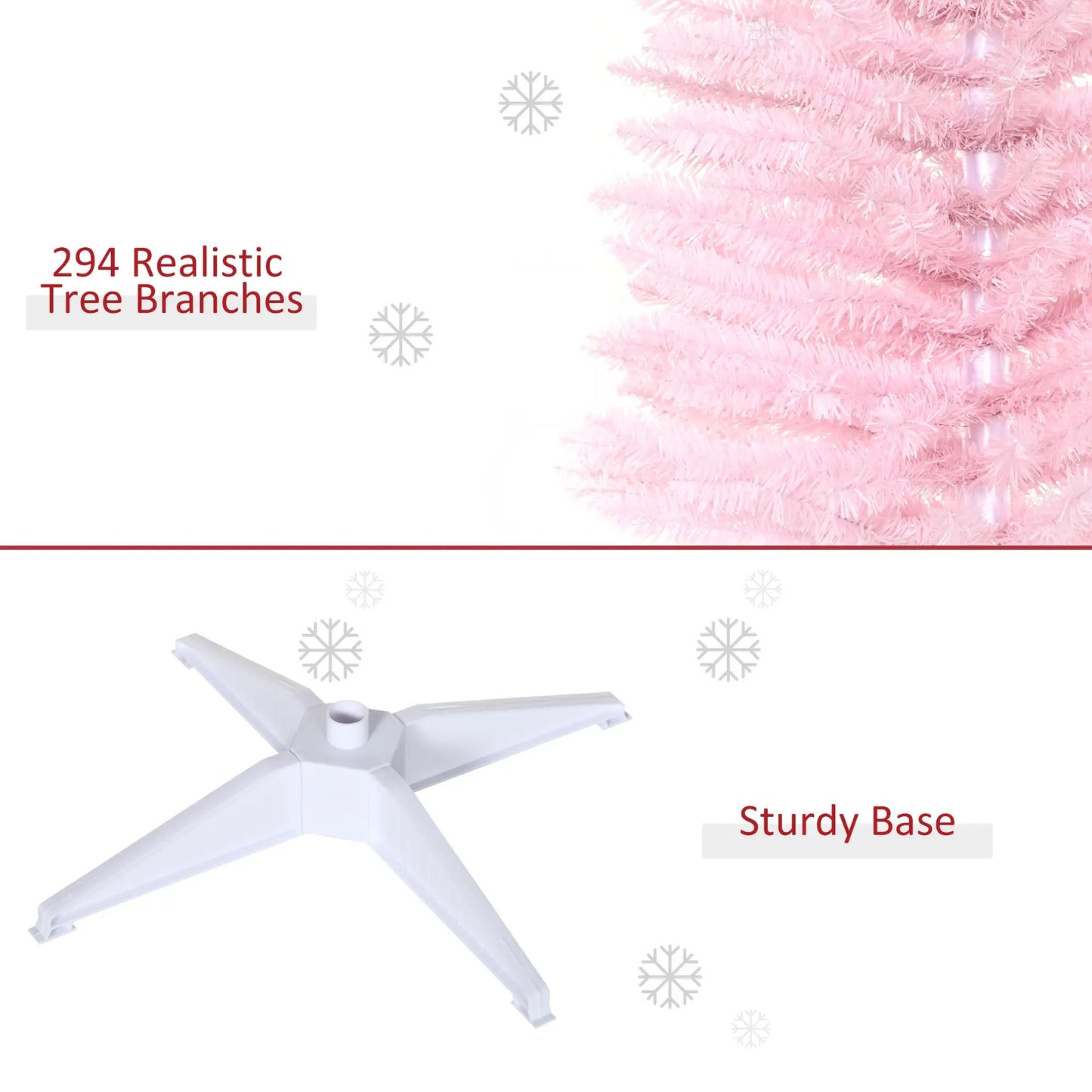 5FT Artificial Christmas Tree, Realistic Branches, Stable Stand, Pink Pencil Christmas Trees at Gallery Canada