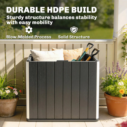 30 Gallon Storage Box, Outdoor Side Table with Umbrella Holder, Black Patio Storage Boxes at Gallery Canada