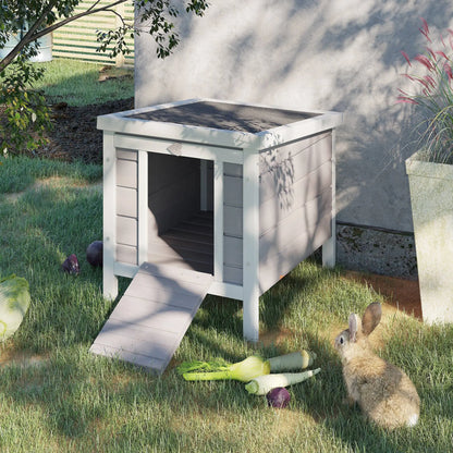 Wooden Rabbit Hutch, Bunny Cage, Outdoor Cat House, 20"x16.5"x17", Grey Rabbit Hutch at Gallery Canada