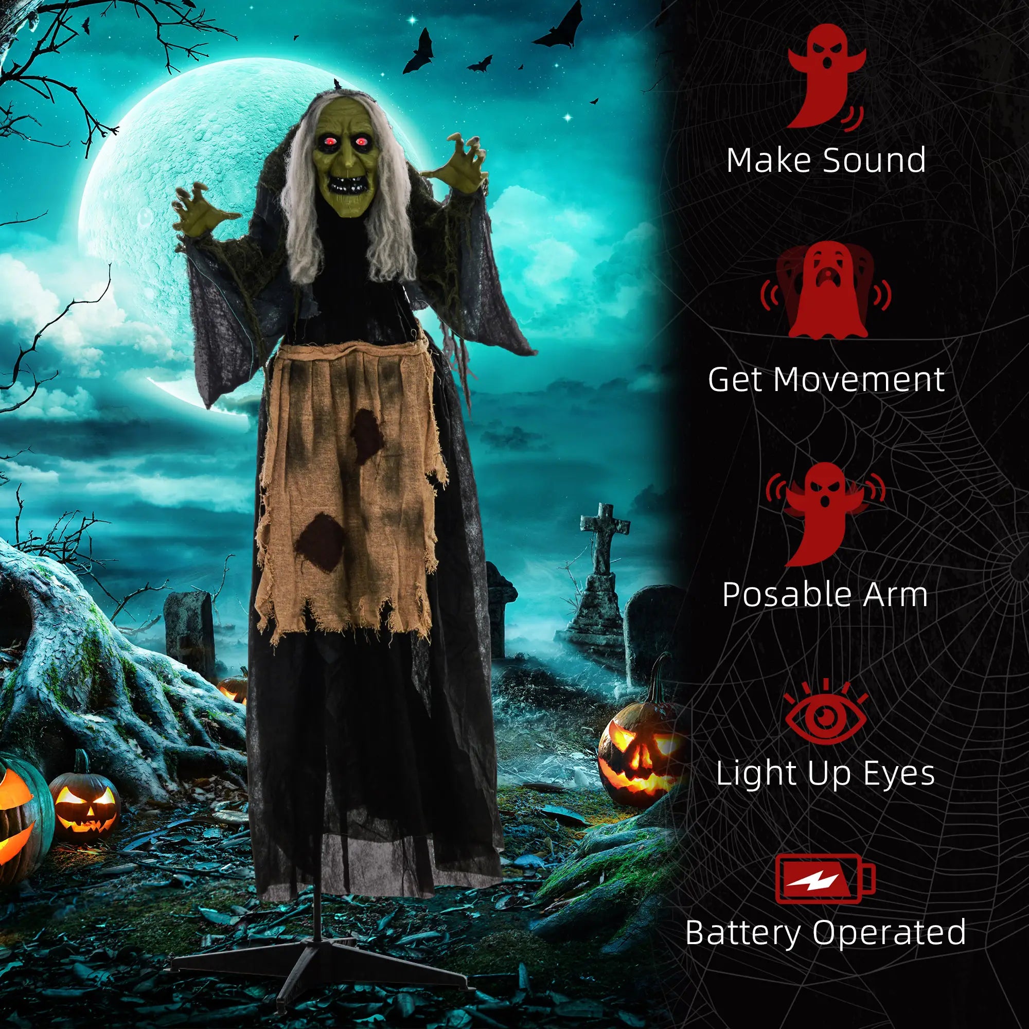 Witch Halloween Animatronic with Sound Activated Halloween Decorations at Gallery Canada