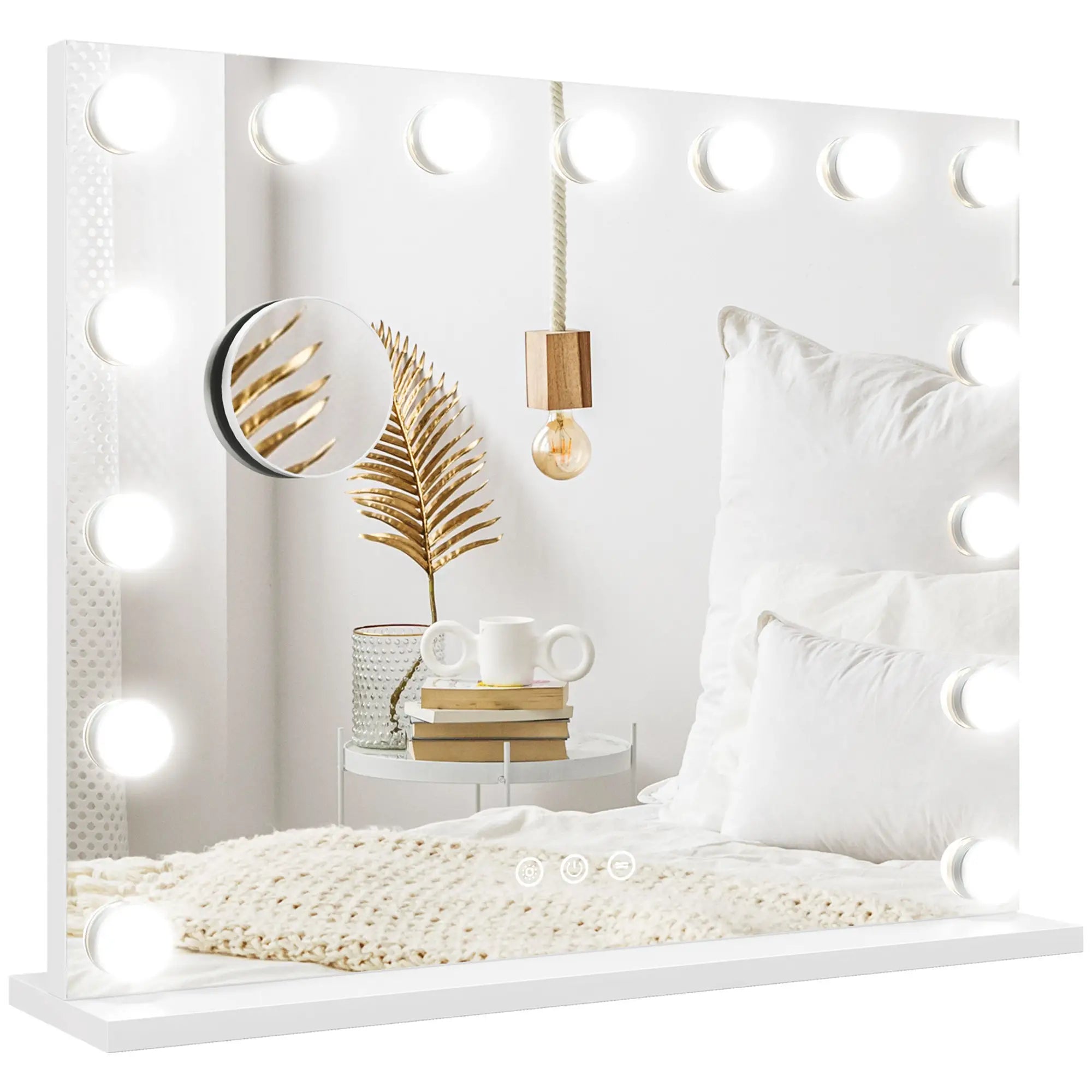 Hollywood Makeup Mirror With Lights, 3 Lighting Modes, USB Charging, White Dressing & Vanity Tables White at Gallery Canada