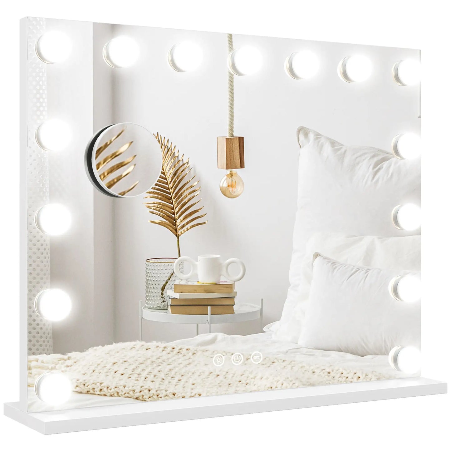 Hollywood Makeup Mirror With Lights, 3 Lighting Modes, USB Charging, White Dressing & Vanity Tables White at Gallery Canada