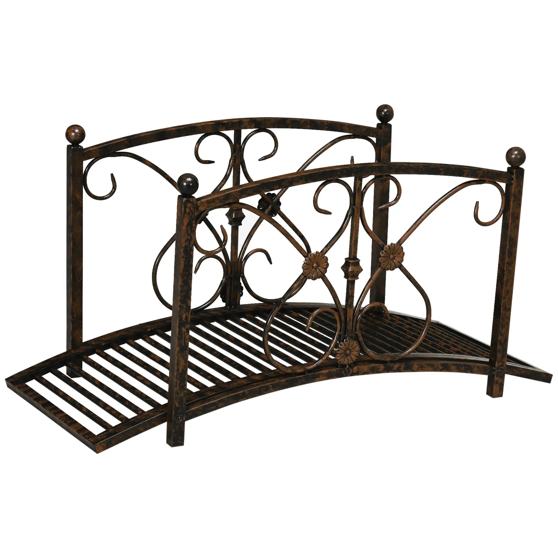 Garden Bridge 3.3FT, Decorative Backyard Pond Bridge, Brown Garden Decor Rust Brown at Gallery Canada