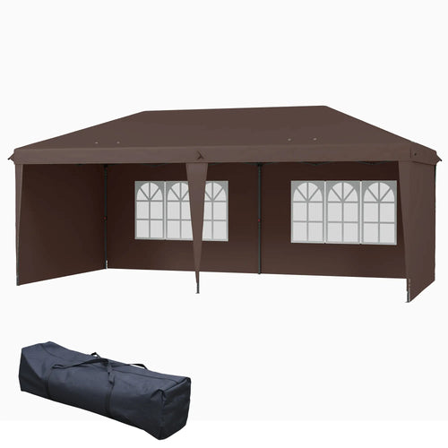 10' x 20' Pop Up Canopy Tent, Instant Shelter, Carrying Bag, Coffee