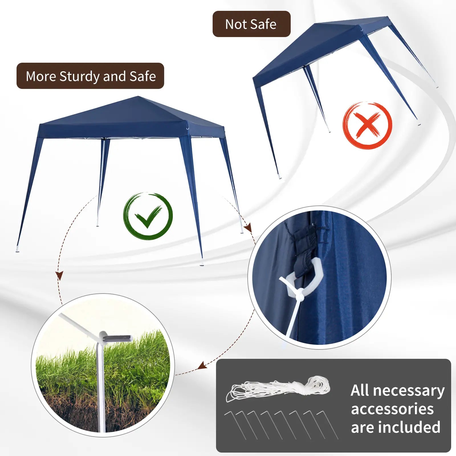 8' x 8' Pop Up Canopy, Portable Folding Tent, Blue Pop Up Canopies at Gallery Canada