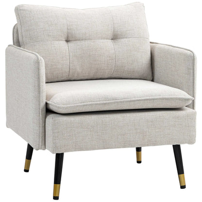 Modern Armchair, Upholstered Accent Chair, Tufted Back, Steel Legs, Cream White Accent Chairs Cream at Gallery Canada