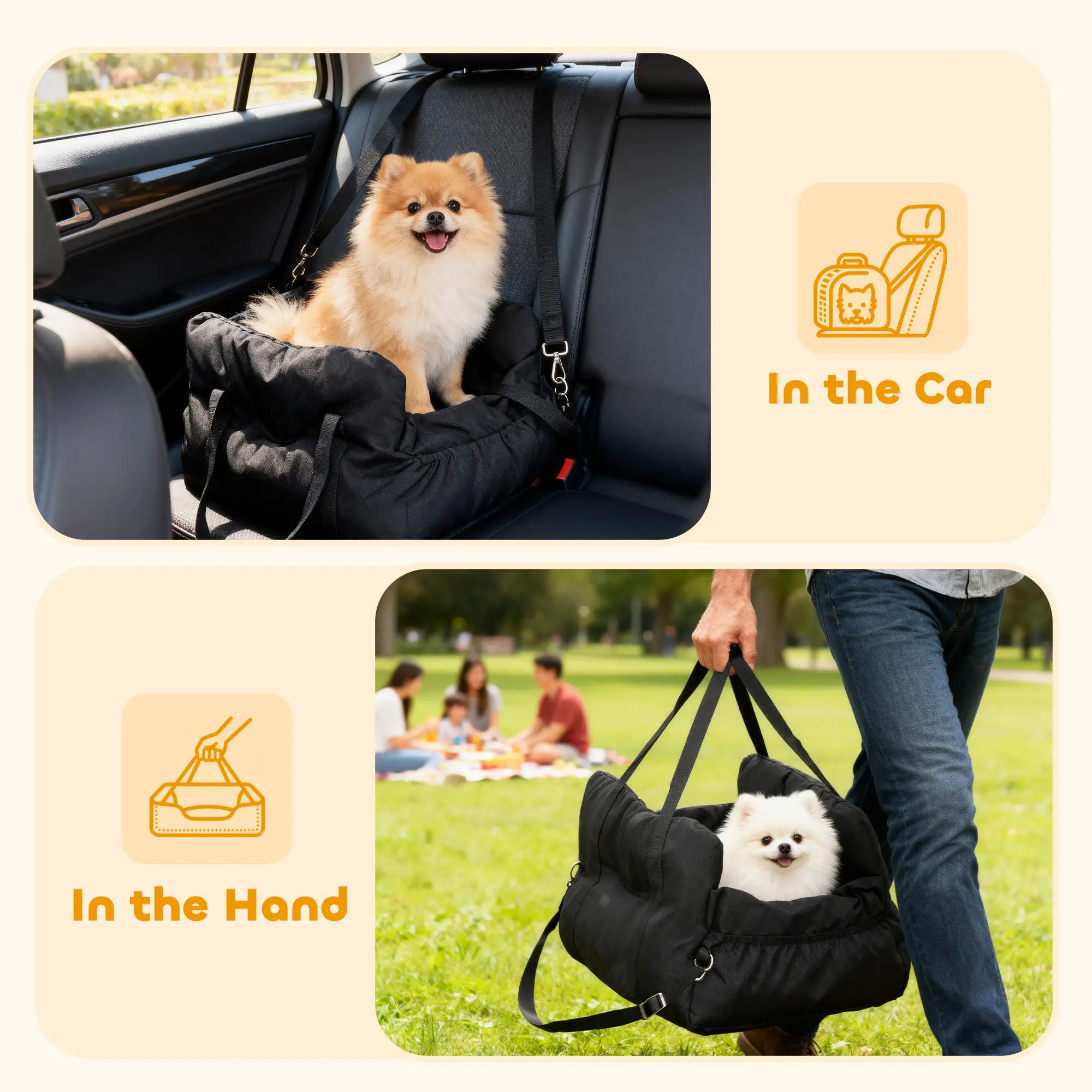 Dog Car Seat for Small Pets, Machine Washable, with Cushion, Black Dog Bike Trailers & Strollers at Gallery Canada