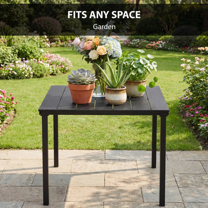 Outdoor Dining Table For 4, Square HDPE Patio Table With Metal Legs, Black Patio Dining Tables at Gallery Canada
