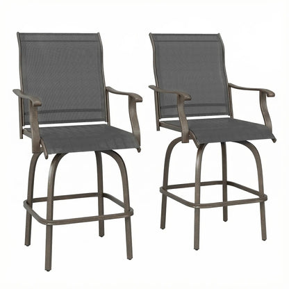 Outdoor Bar Stools Set of 2, Swivel High Back Chairs, Black Bar Stools at Gallery Canada
