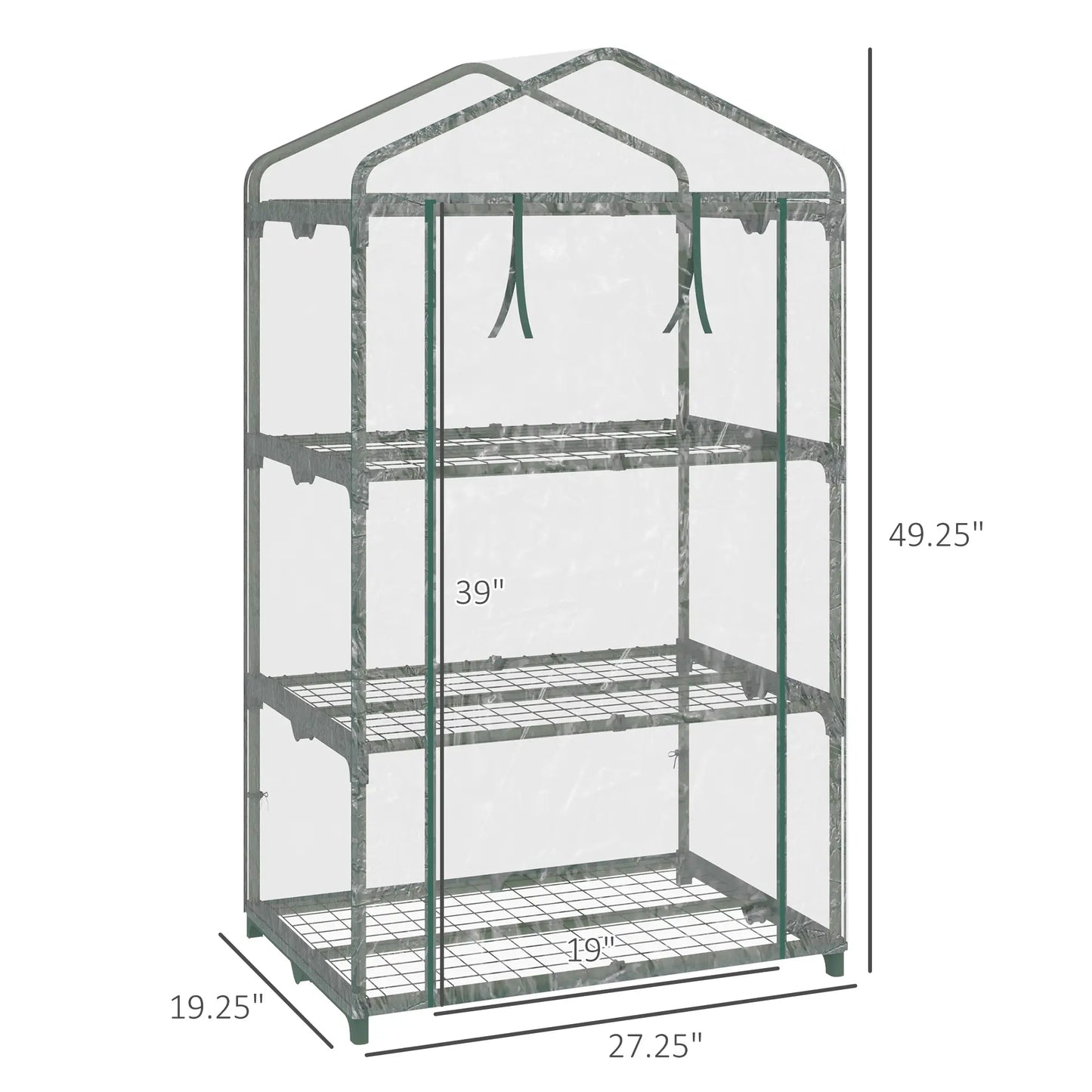 3 Tier Mini Greenhouse, Portable with Shelf Clips, Plastic Cover, Steel Frame, 27" x 19" x 49", Transparent Mini Greenhouses at Gallery Canada